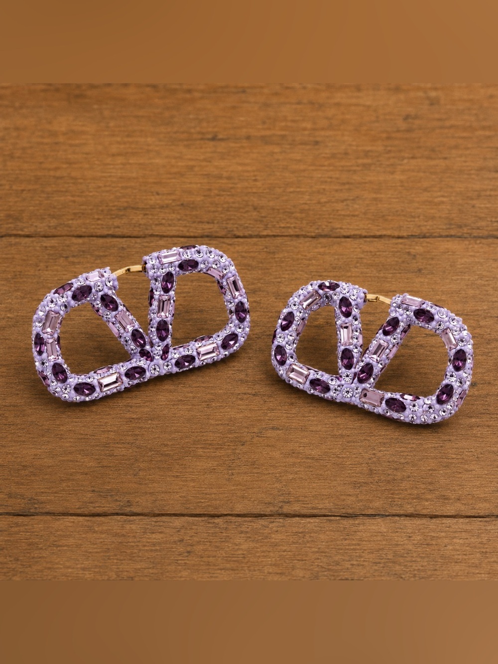 Elegant Lavender Crystal Hoop Earrings.